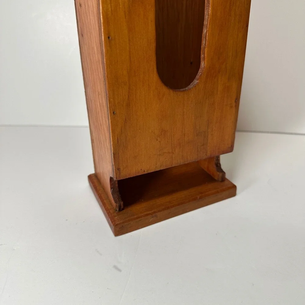 Vintage Wooden Wall Mount Mail Dispenser Scalloped Farmhouse Kitchen Organizer